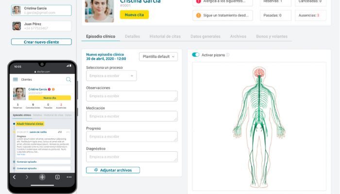 imagen de la herramienta de historias clínicas de Docfav, uno de los 5 mejores software para médicos