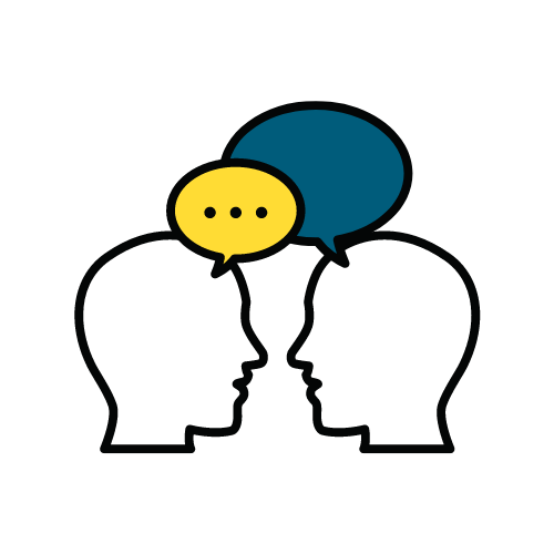 imagen de dos cabezas de dos personas con un diálogo encima representando la importancia de la comunicación médico paciente