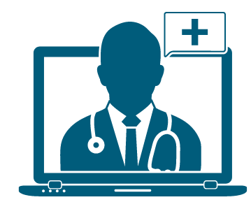 ordenador con un médico en la pantalla representando la telemedicina